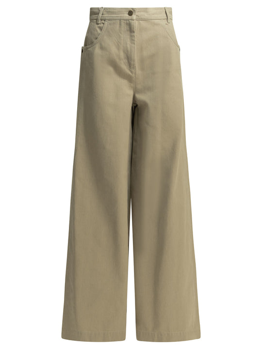 Casual Wide-Leg Pants Trousers Beige