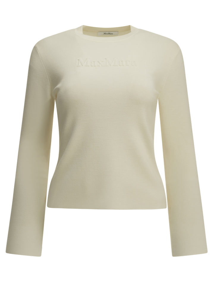 Max Mara Round-Neck T-Shirt Made Of Virgin Wool T-shirts - White | b0ff5912e08d00b58aa652d92e5abcc85bf4a8eb