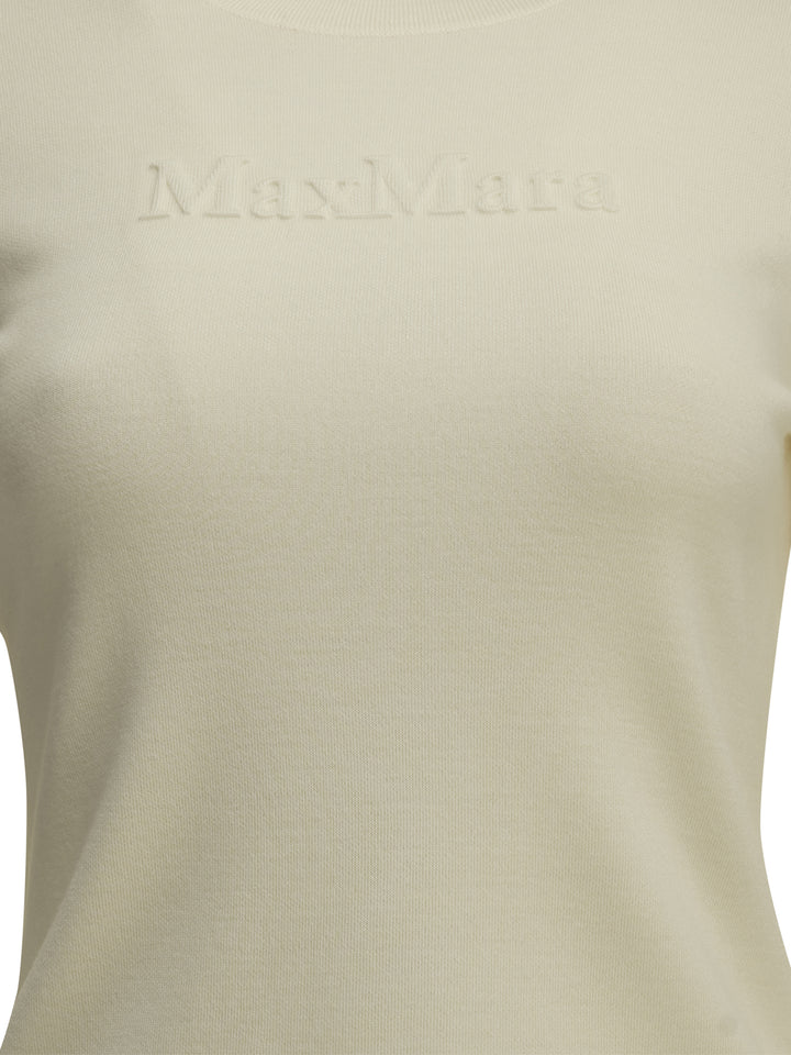 Max Mara Round-Neck T-Shirt Made Of Virgin Wool T-shirts - White | 4c18b17696917bd33961906cad2056bcc1fc5e3a