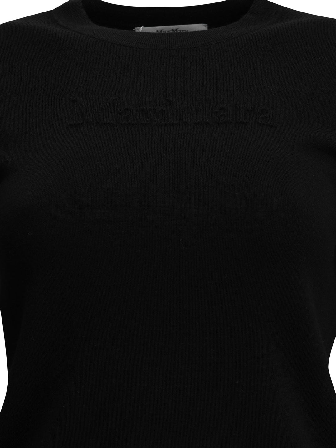 Max Mara Round-Neck T-Shirt Made Of Virgin Wool T-shirts - Black | a1b86524a4d3577882e326d436a6a6ea7a2e7bc3