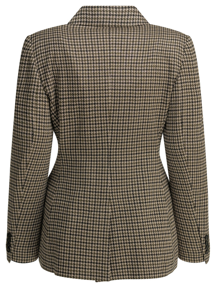 Max Mara Double-Breasted Houndstooth Blazer Jackets and Coats - Brown | acfd527847188a3fbf2ec4d4576bc98f7f8be532