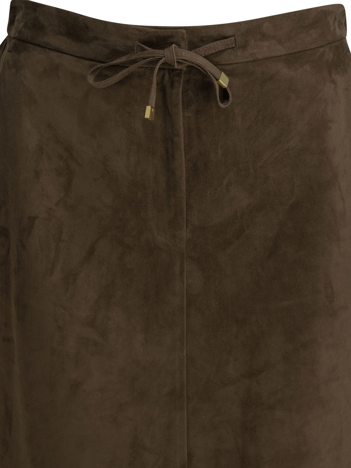 Max Mara S Suede Leather Midi Skirt Skirts - Brown | 34a8b56579931639a2425e44df3a0d1124e6b662