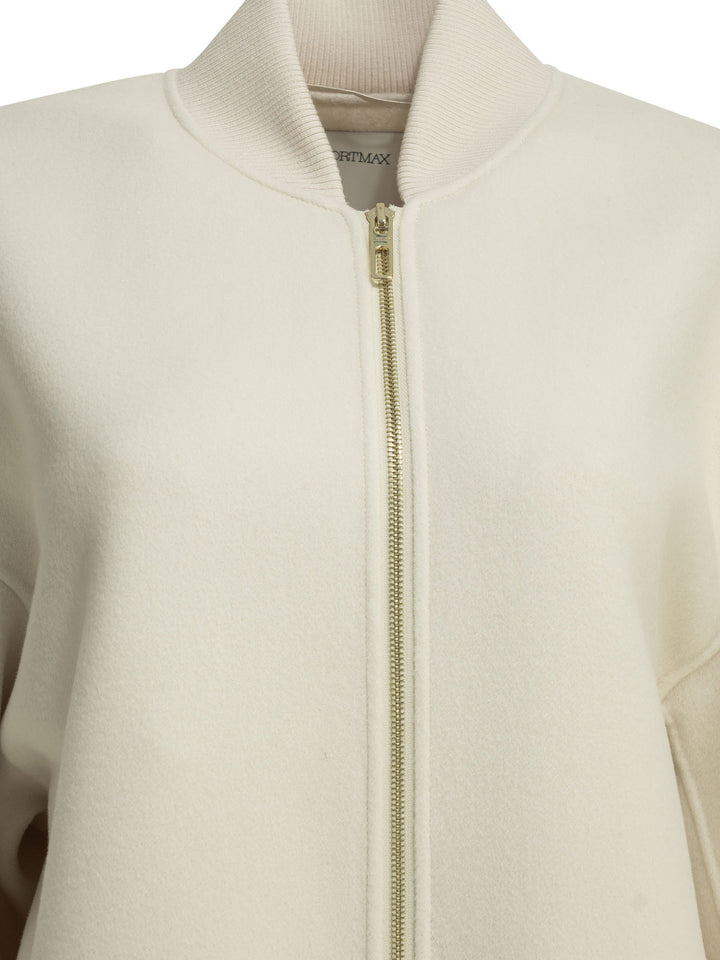Max Mara Sportmax Virgin Wool Bomber Jacket Jackets and Coats - White | 89989c565d6d0528d34d8b20b2d5497660bc66c2