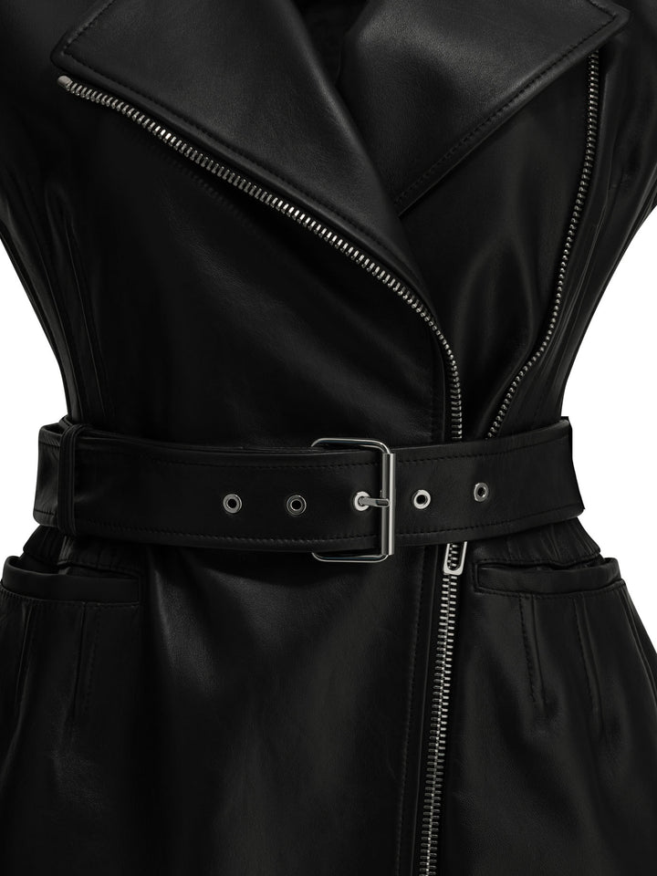 Max Mara Sportmax Sleeveless Leather Jacket Jackets and Coats - Black | 0e5f4dcae06774d5edac6389ba888f3c1e257a45