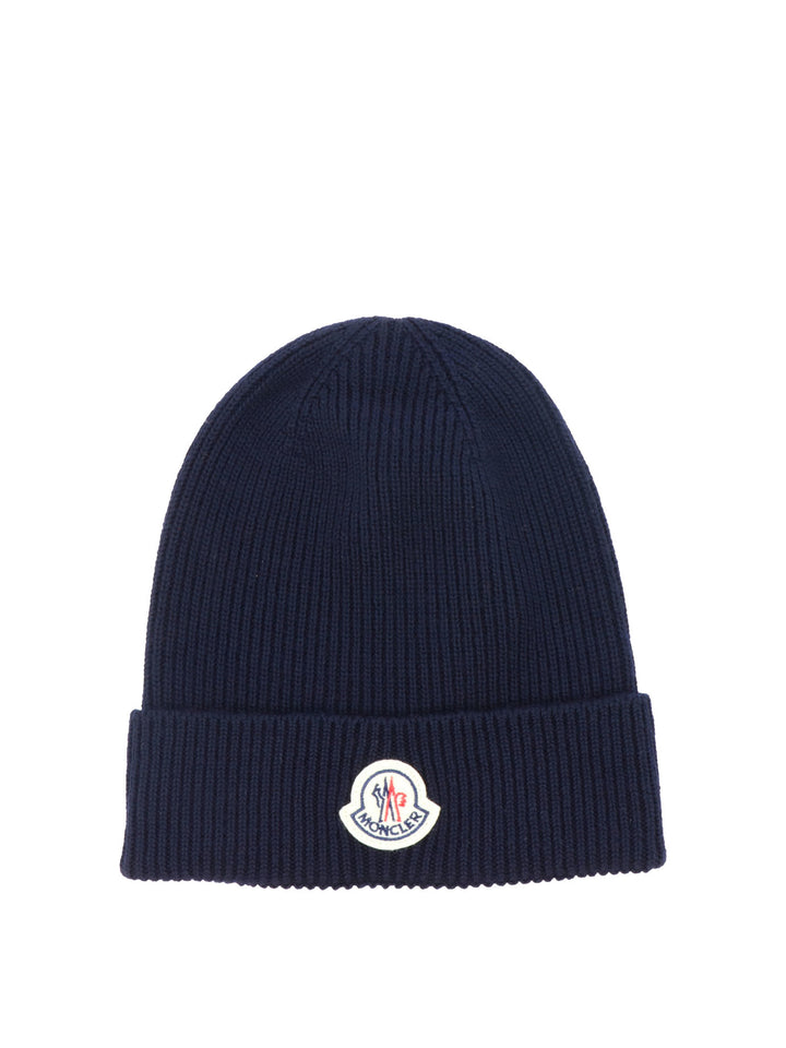 Moncler Wool Beanie With Logo Hats - Blue | 9d0b102402fcff4be0df228f37620abf19f47c84