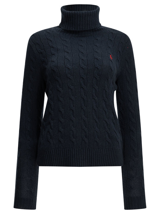 Turtleneck Sweater With Logo Knitwear Blue