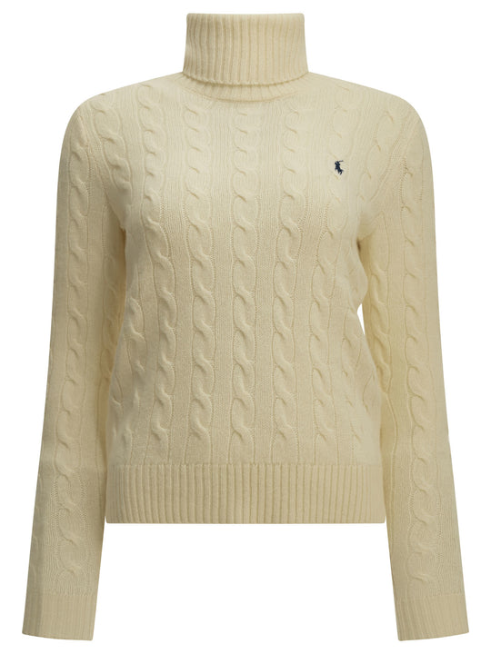 Turtleneck Sweater With Logo Knitwear White