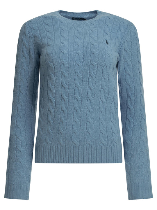 Crew-Neck Sweater With Logo Knitwear Light Blue