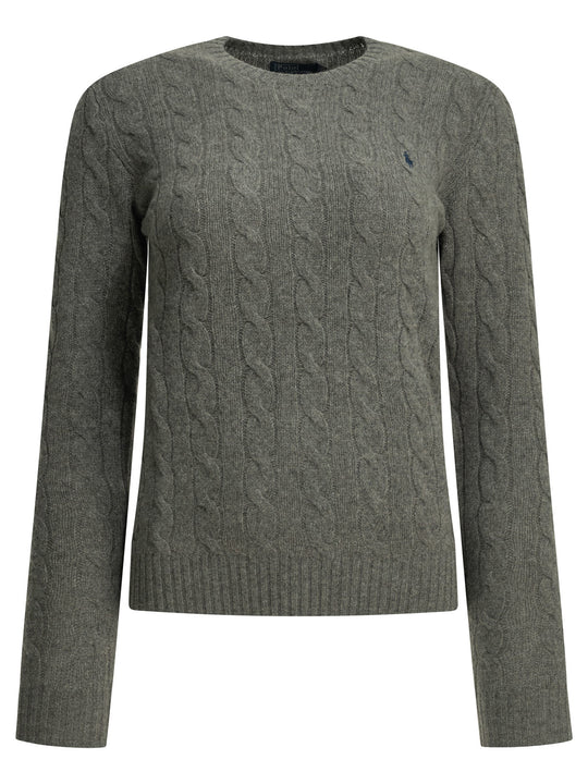 Crew-Neck Sweater With Logo Knitwear Grey