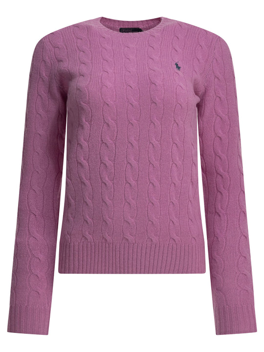 Crew-Neck Sweater With Logo Knitwear Fuchsia