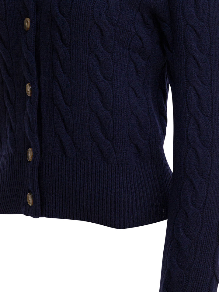 Polo Ralph Lauren Wool And Cashmere Cardigan With Logo Knitwear - Blue | 47e099edd71e38353d179fea0fd96841b6ca85ad