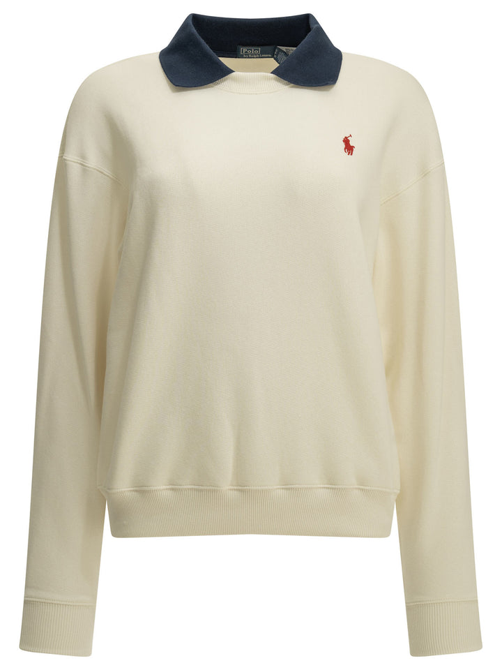 Polo Ralph Lauren Sweatshirt With Polo Collar And Logo Sweatshirts - White | 55a20e479af894ef37de7916c2038cc7d7dab736