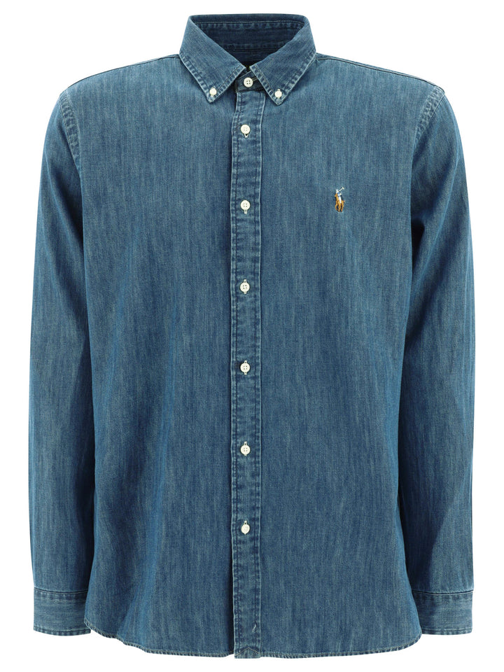 Polo Ralph Lauren Custom-Fit Casual Shirt With Logo Shirts - Blue | ec18bb17a1e875f298d7154d476aa37935558943