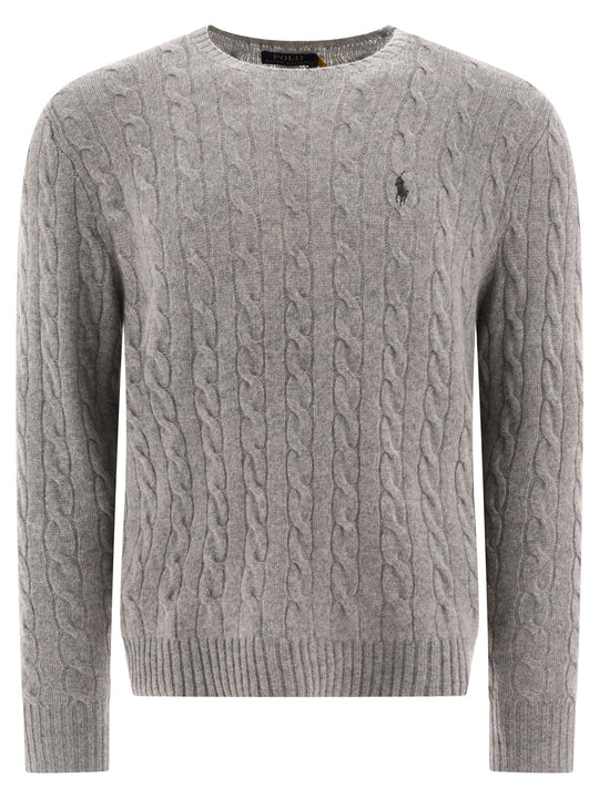 Crew-Neck Sweater With Logo Knitwear Grey