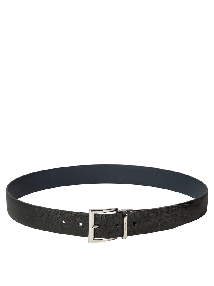 Prada Reversible Belt In Saffiano Leather Belts - Black | 13b70bf9a0803fa9d1d1f902f9bf12ec58537593