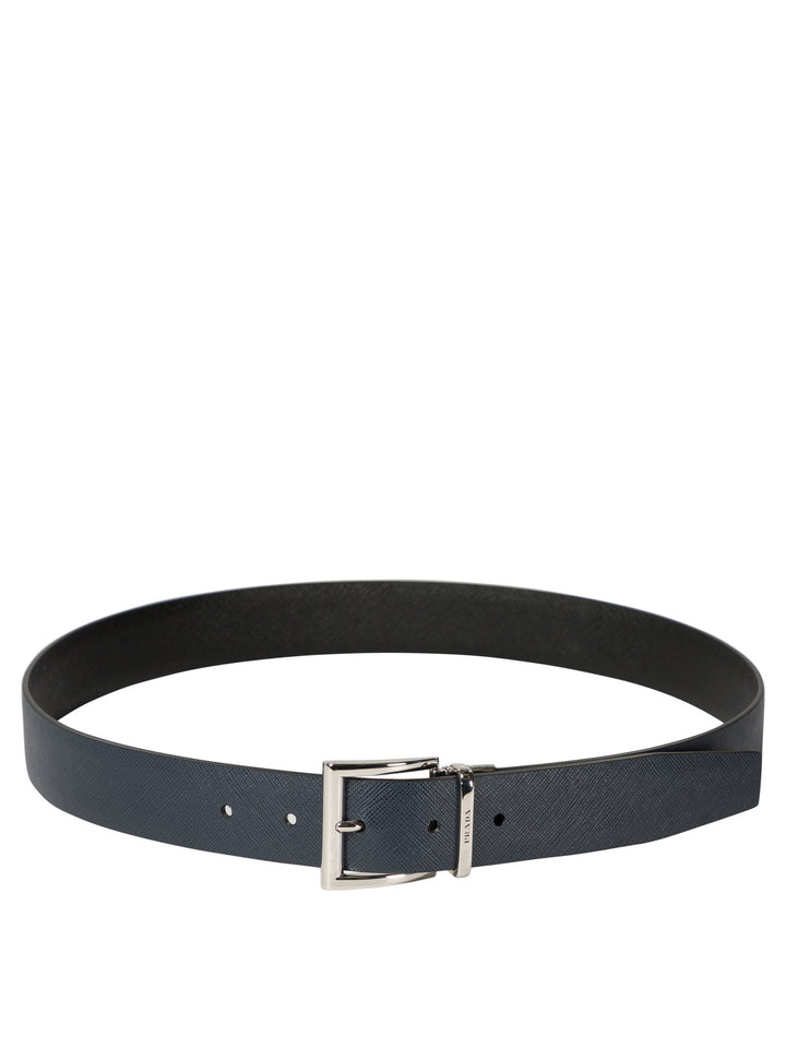Prada Reversible Belt In Saffiano Leather Belts - Black | b43d25c9de087e3f4e6ed321bfbd482967ecd5d5