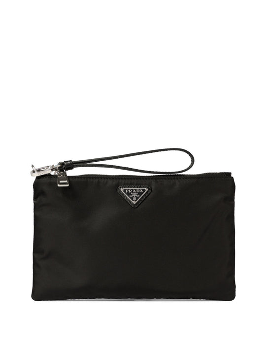Re-Nylon And Saffiano Pouch Black