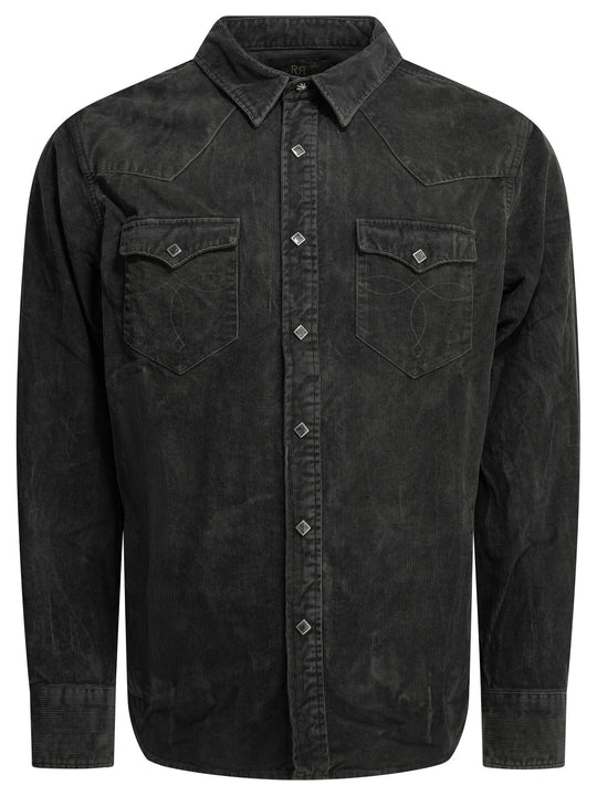 Casual Corduroy Shirt Shirts Black