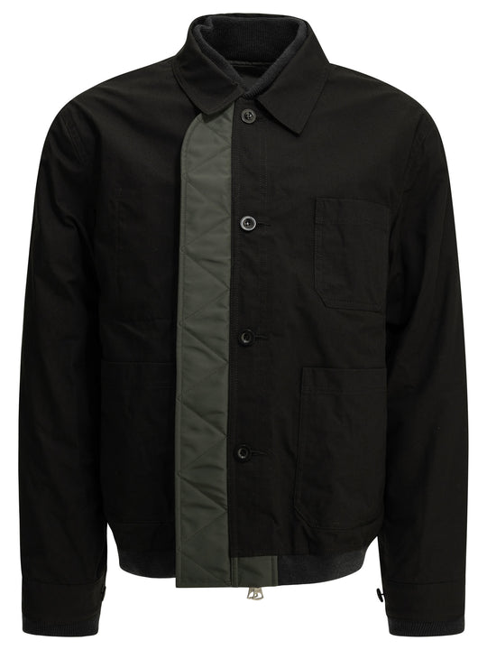 Nylon Twill X Ripstop Reversible Jackets And Coats Black