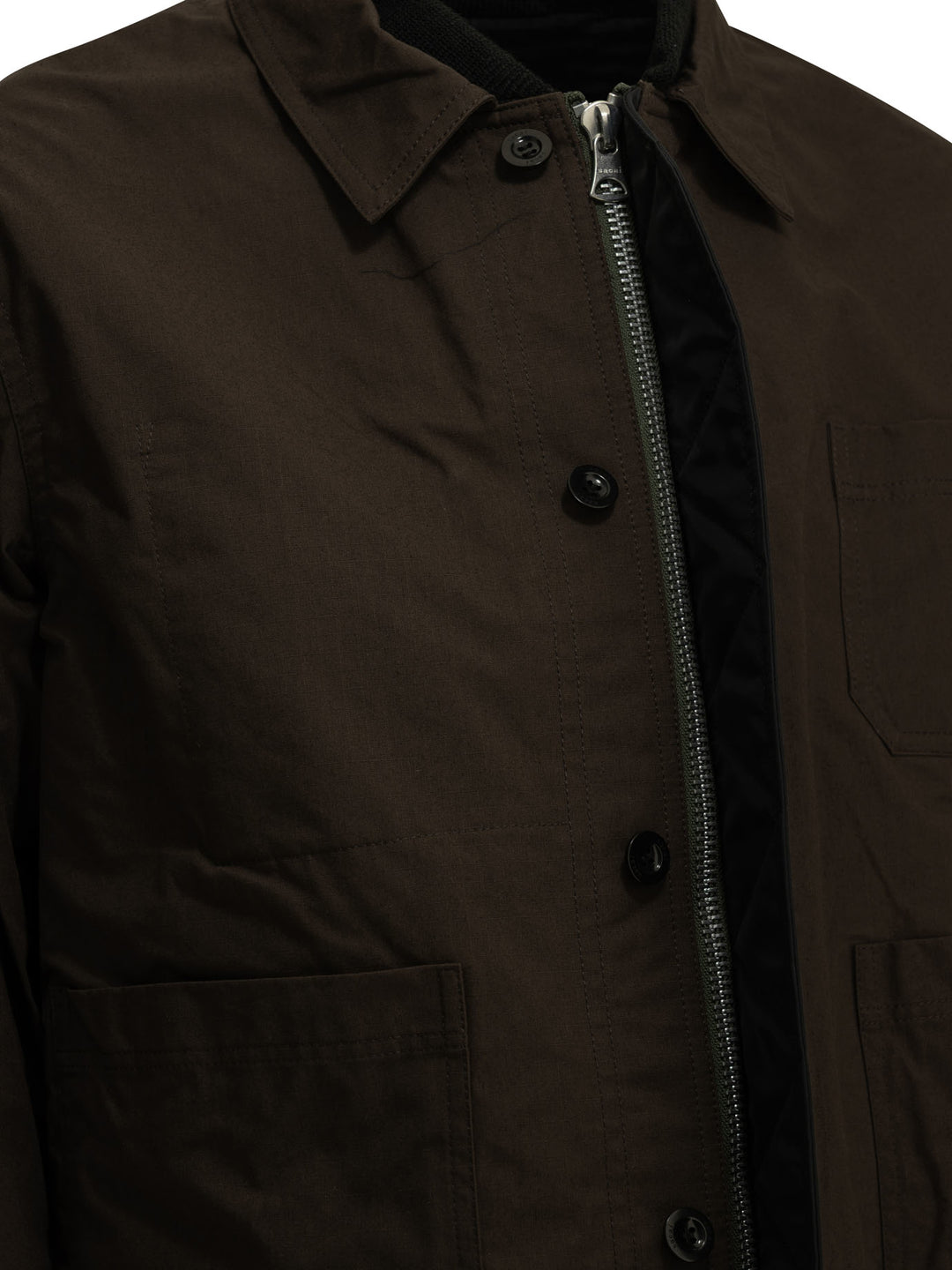 Sacai Nylon Twill X Ripstop Reversible Jackets and Coats - Brown | 1940e7ed6120385e2df6edacaae01e2c7f369c20