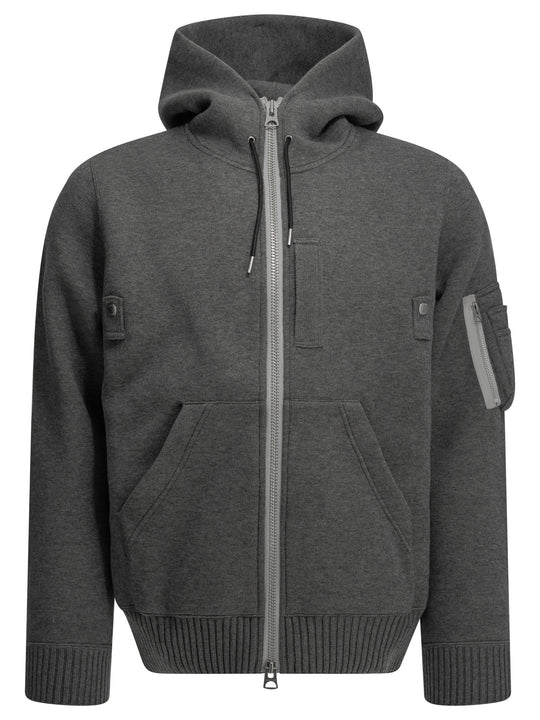 Zip-Up Hooded Sweatshirt Sweatshirts Grey