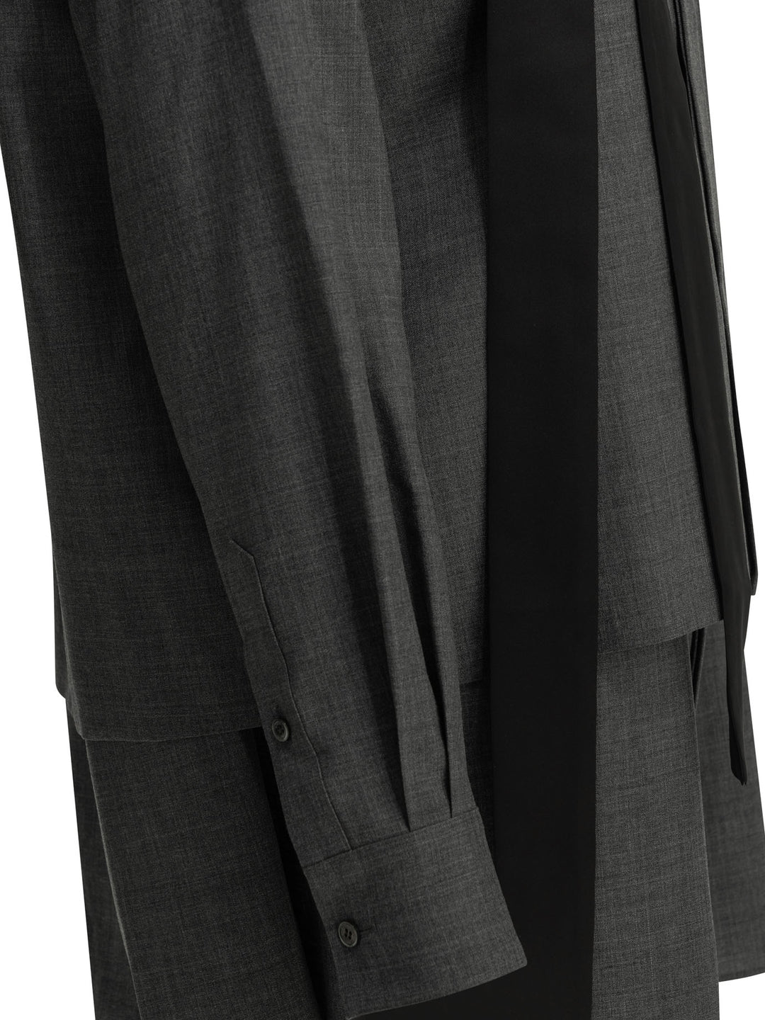 Sacai Short Wool Shirtdress Dresses - Grey | 9eb5934252af2ec6245aeced694588422a082d3a