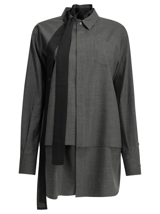 Short Wool Shirtdress Dresses Grey