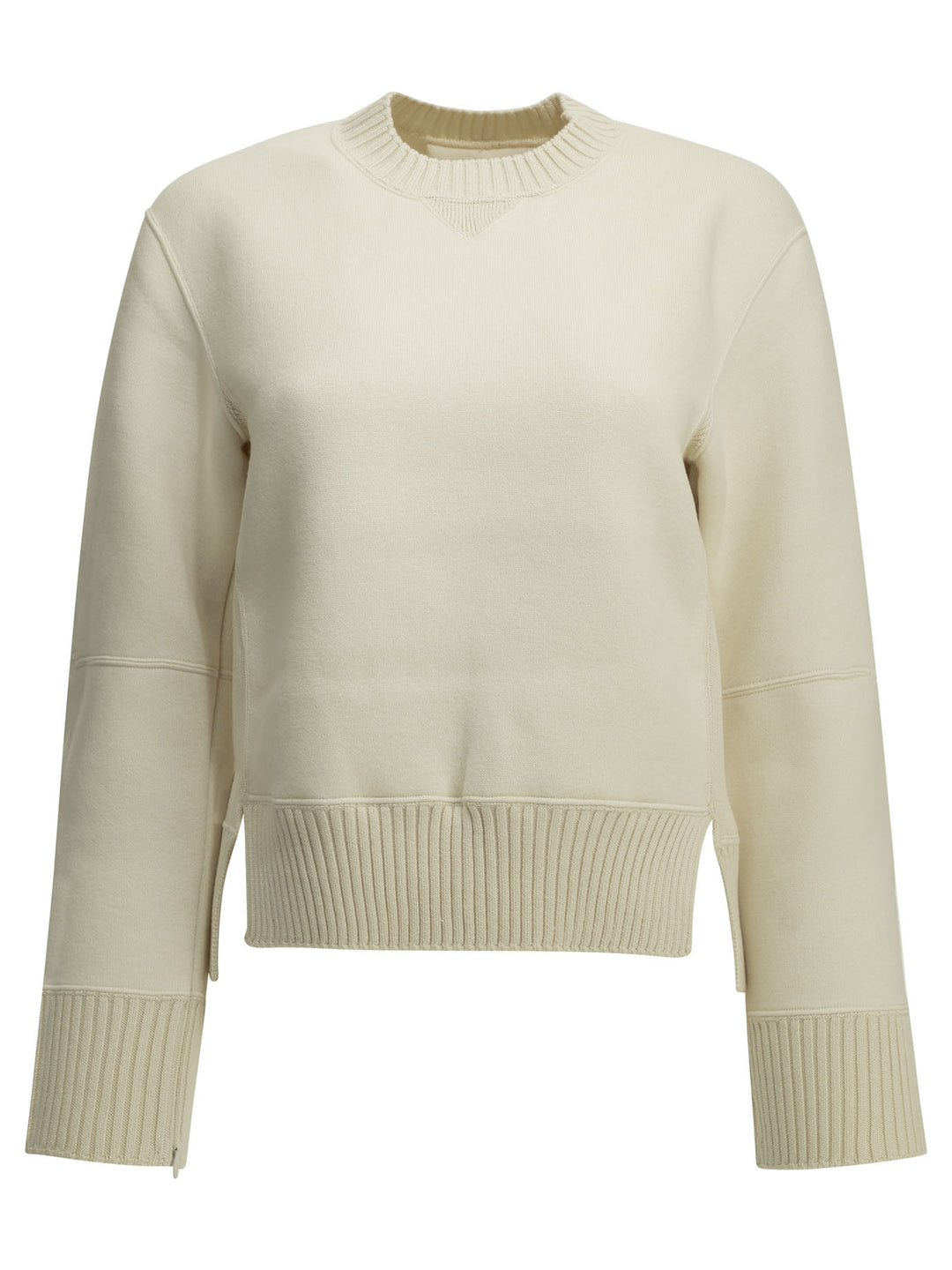 Sacai Crew-Neck Sweater Made Of A Cotton-Cashmere Blend Knitwear - White | ad9cceaf3325d3c4c9df02048d74cad6dffdcdbd