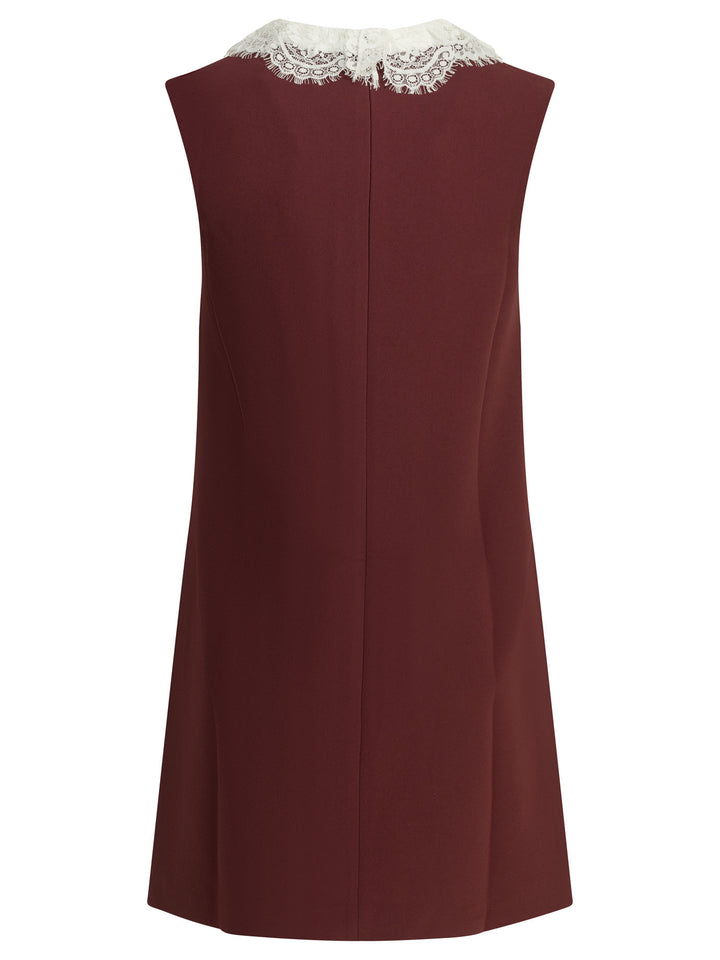 Self-Portrait Short Dress With Lace Detail Dresses - Bordeaux | 135e6871aed1148002007bebb275e9ddab6dabbd