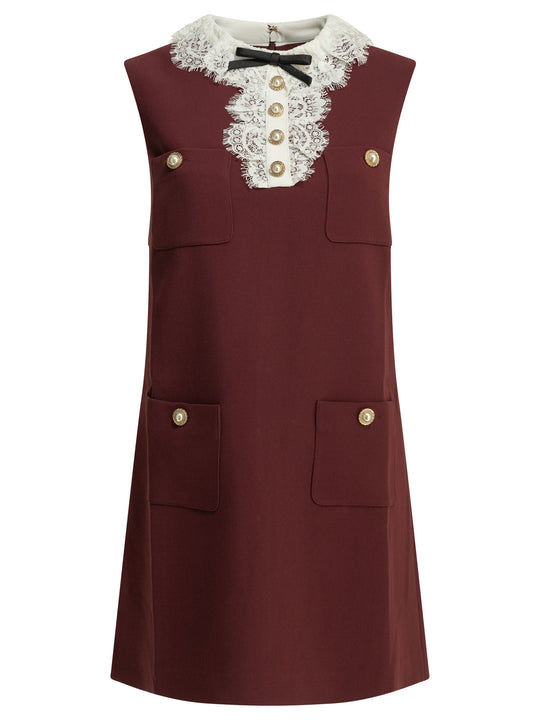 Short Dress With Lace Detail Dresses Bordeaux