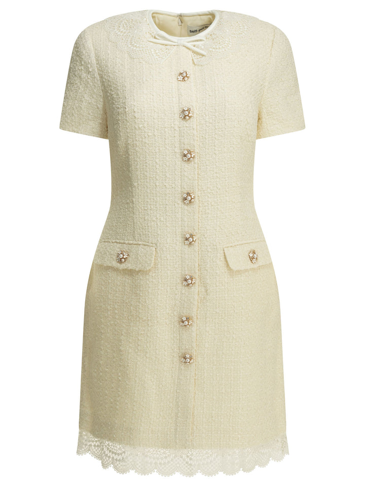 Self-Portrait Short Dress With Lace Details Dresses - White | 71274fce13d03cbd0e504a357975011210948e62
