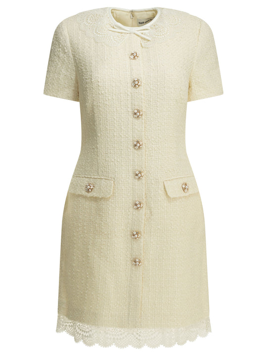 Short Dress With Lace Details Dresses White