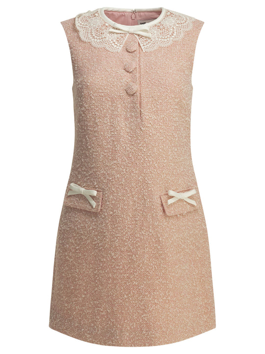 Short Bouclé Dress Dresses Pink