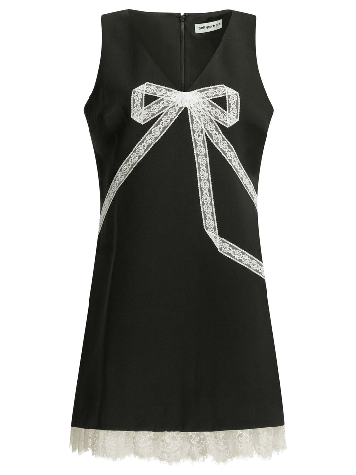Self-Portrait Short Sheath Dress With Bow Dresses - Black | 9e803df2fabe9bb9e2bbd71801ba0f8e7566fe8f