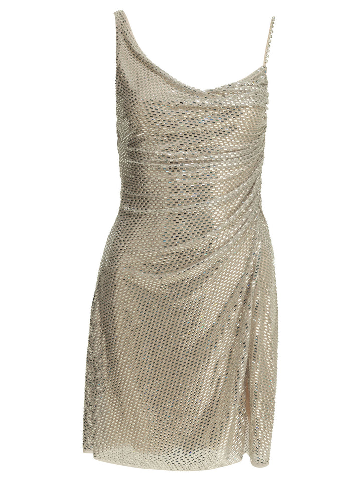 Self-Portrait Short Dress With Rhinestones Dresses - Silver | 29fc85a27baeda00b439fc6a68563d9e0d940c8f