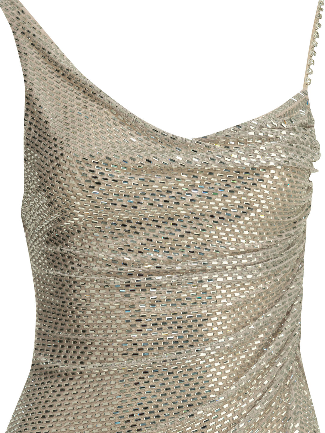 Self-Portrait Short Dress With Rhinestones Dresses - Silver | 34754100d0f80fb80e2dd7da4b8fd91140bf95e2