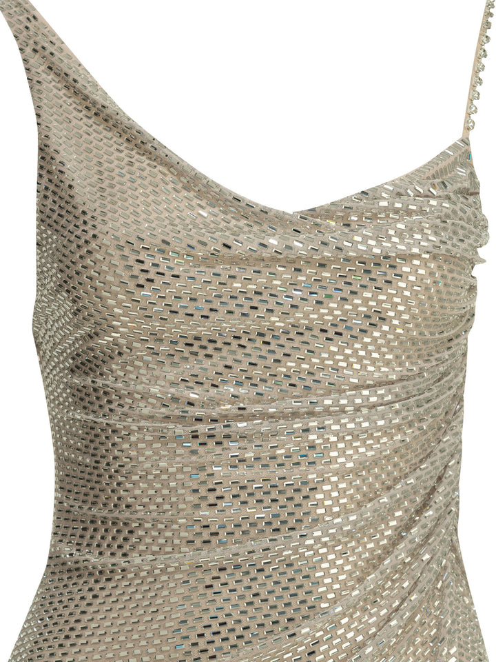 Self-Portrait Short Dress With Rhinestones Dresses - Silver | 34754100d0f80fb80e2dd7da4b8fd91140bf95e2