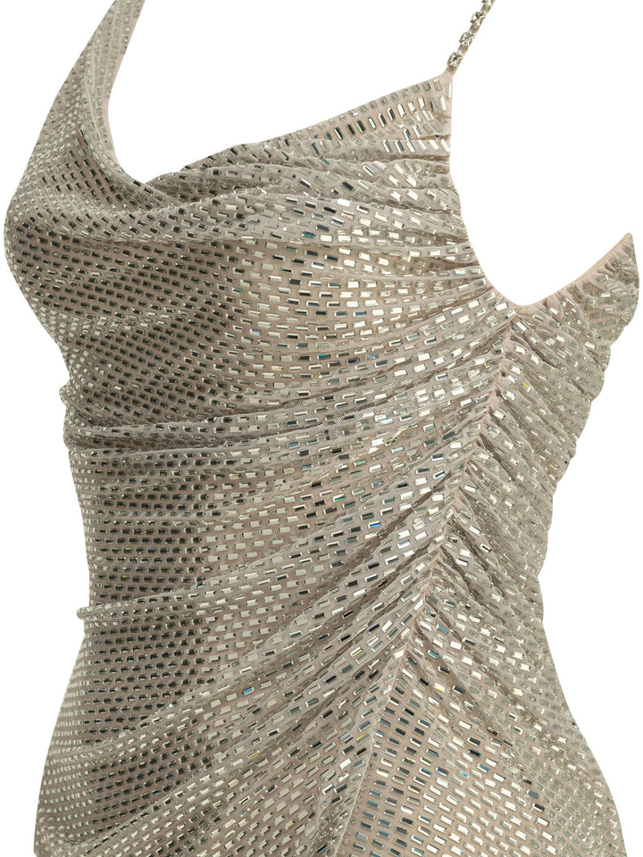 Self-Portrait Short Dress With Rhinestones Dresses - Silver | 07fb0496ba5b6e2218293d18f3b8b9f6128922be