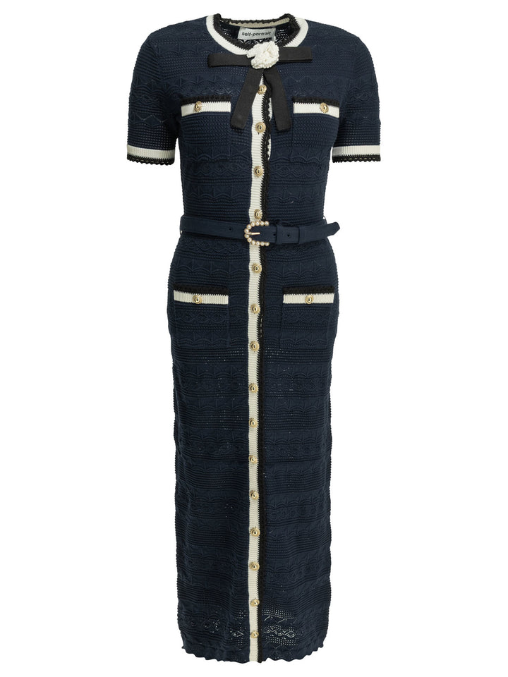 Self-Portrait Knit Midi Dress Dresses - Blue | fd338aef89bb1d6047a66074421e4e6f0071e4ea