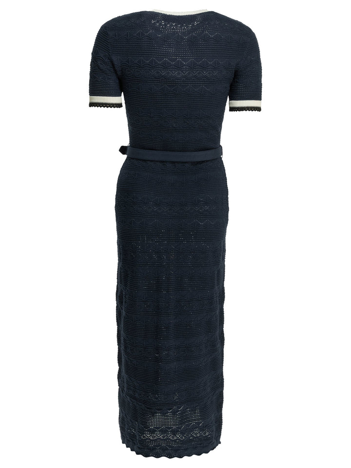 Self-Portrait Knit Midi Dress Dresses - Blue | f19d19d679b25a02422092f2e2a83b7dc347762c