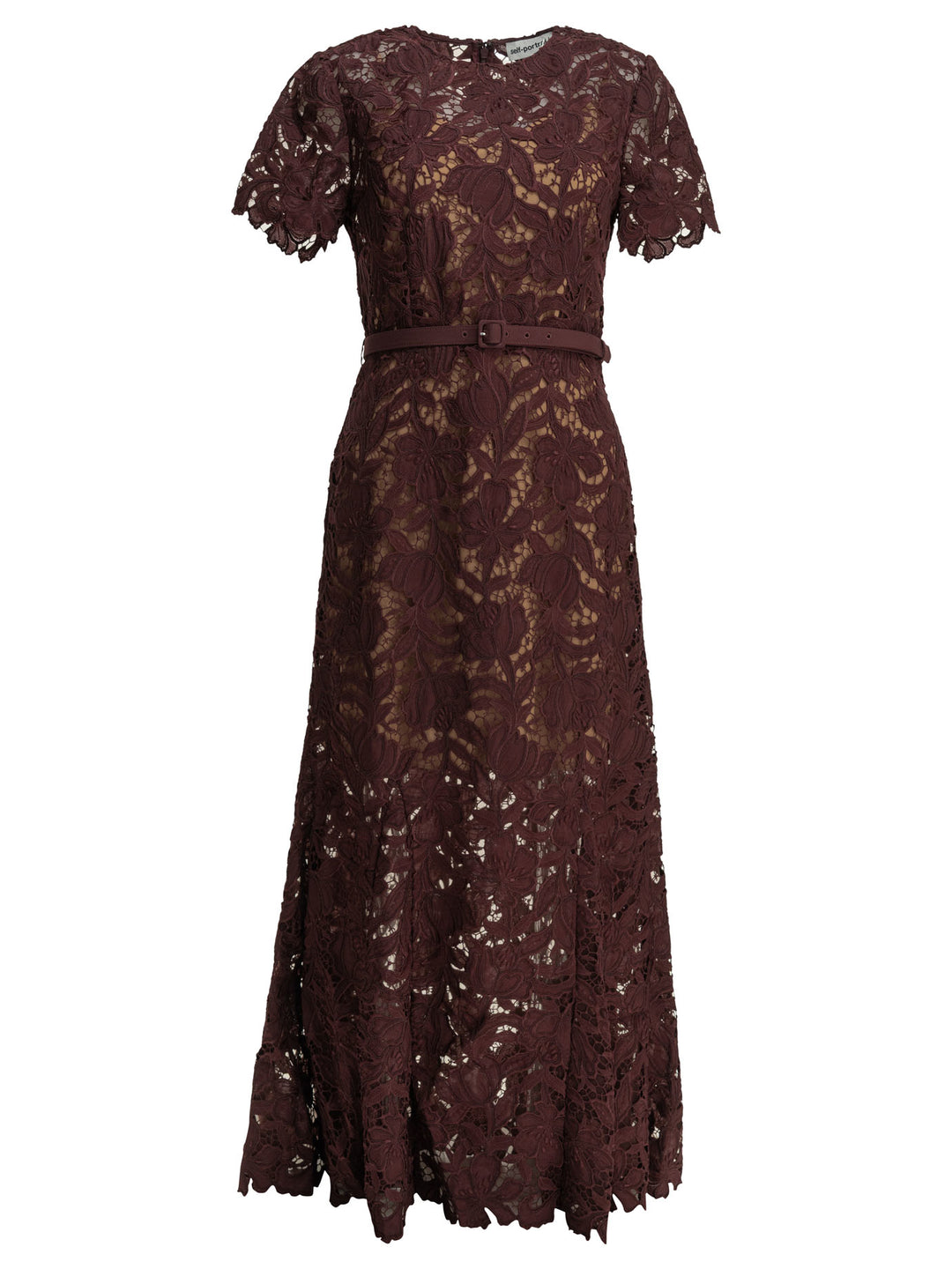 Self-Portrait Lace Midi Dress Dresses - Bordeaux | 1d32c8f1e61f1c10a177ca0258cd0422f78984ed