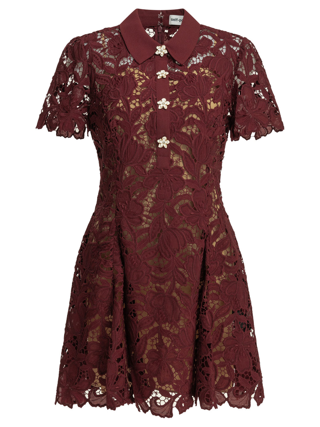 Self-Portrait Short Lace Dress Dresses - Bordeaux | 98db10ac51eea5425809d8572da9d3965e3aed25