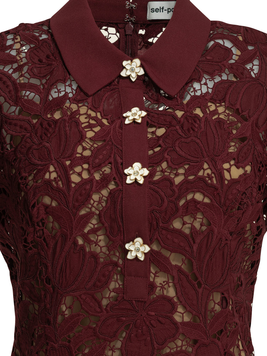 Self-Portrait Short Lace Dress Dresses - Bordeaux | 3cb5f9746f11eb45bd909419856acd5bfcd53033
