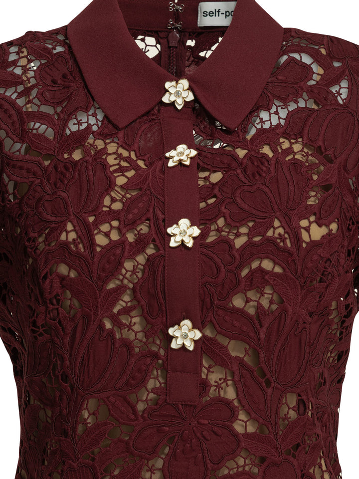 Self-Portrait Short Lace Dress Dresses - Bordeaux | 3cb5f9746f11eb45bd909419856acd5bfcd53033