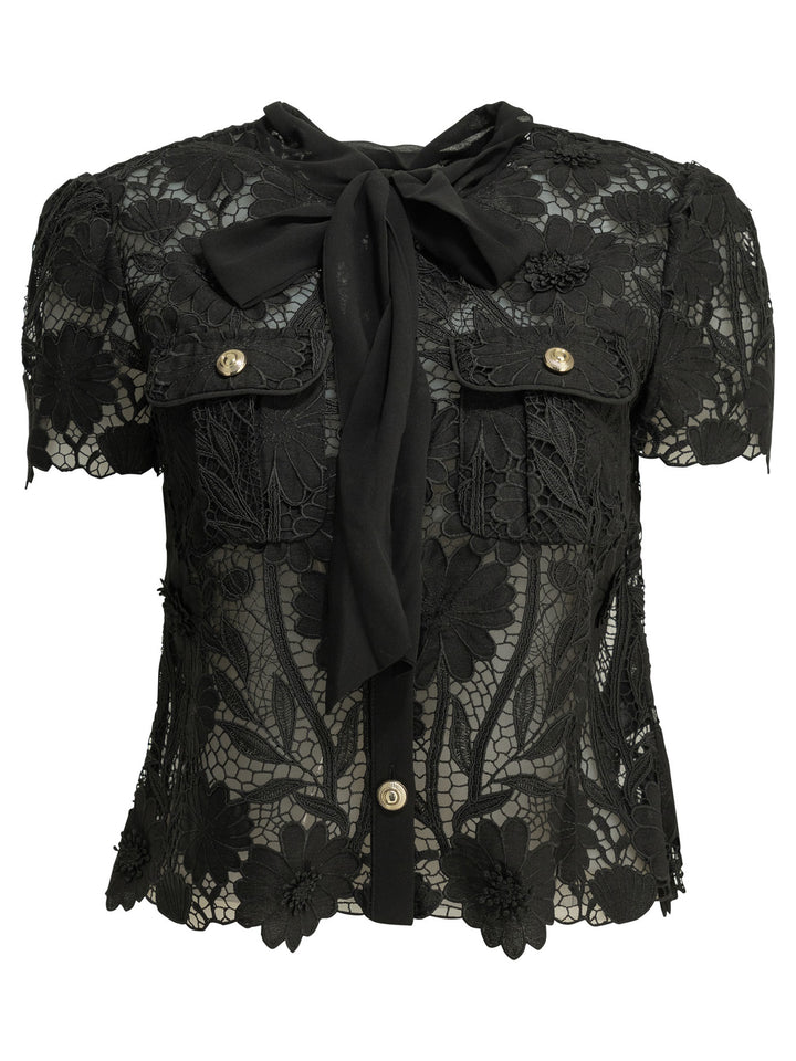 Self-Portrait Lace Blouse Shirts - Black | cd173088d013c9c15fe659cb3c29005ae0a9de83