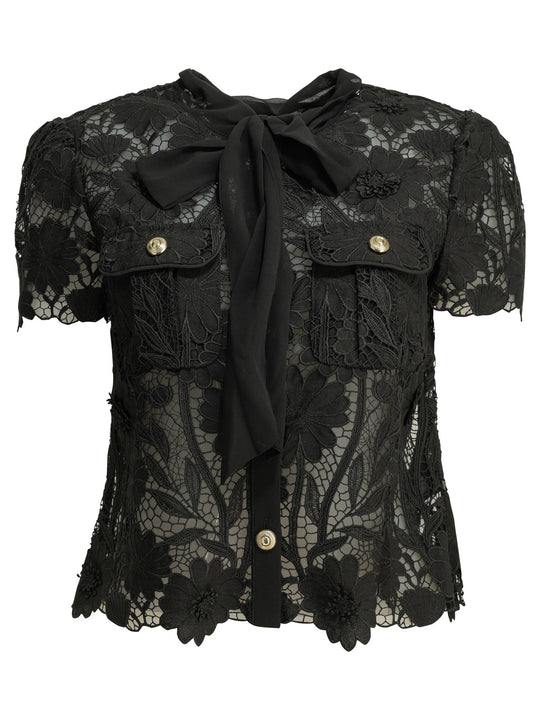 Lace Blouse Shirts Black