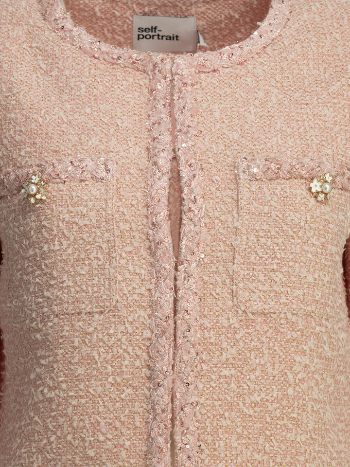 Self-Portrait Bouclé Blazer Jackets and Coats - Pink | 0883f28c9bc77841313681e55f35db8414e61218
