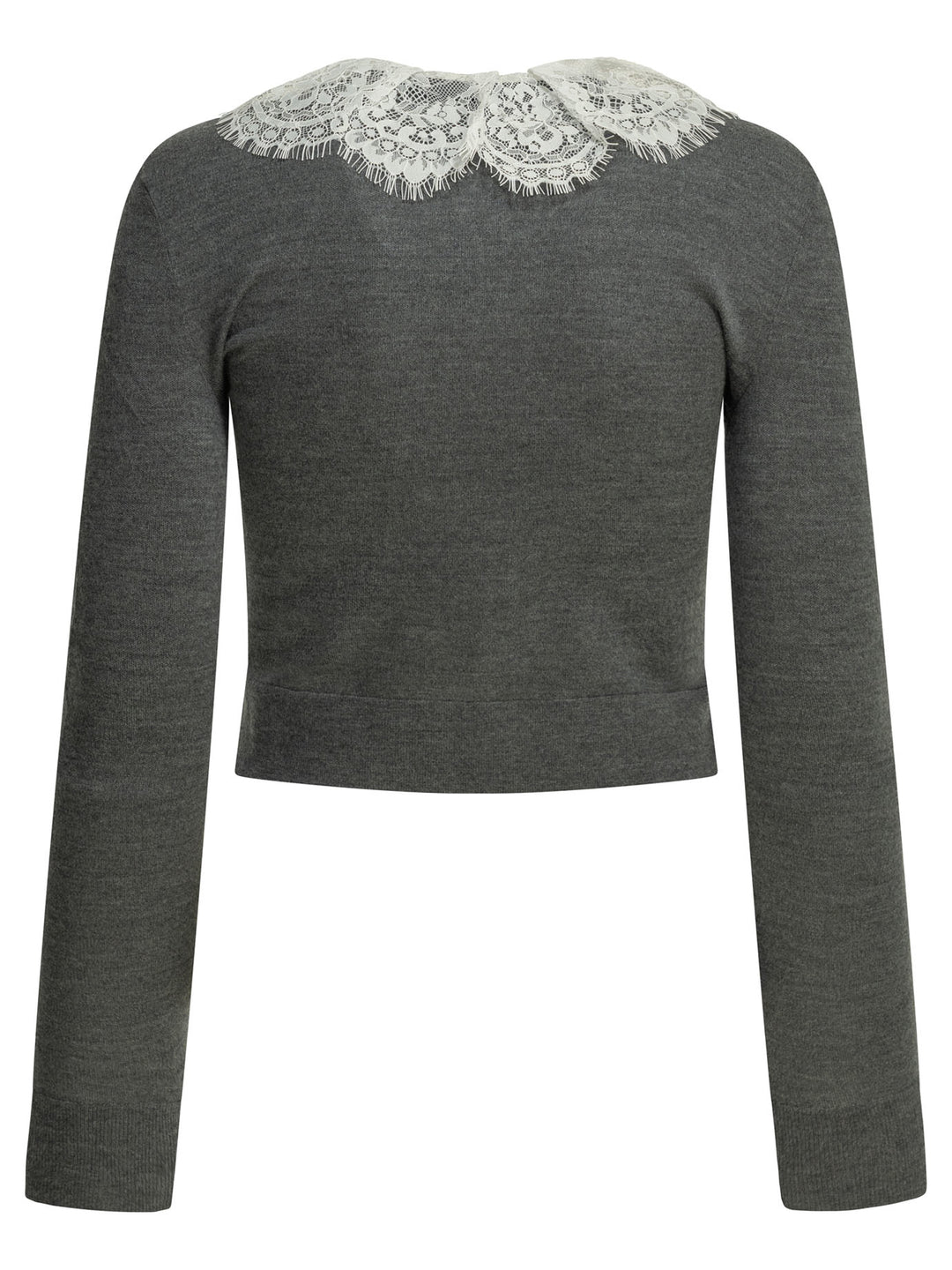 Self-Portrait Sweater With Lace Collar Knitwear - Grey | 0d04594b878e47e9b2910e31d4390d802672c909
