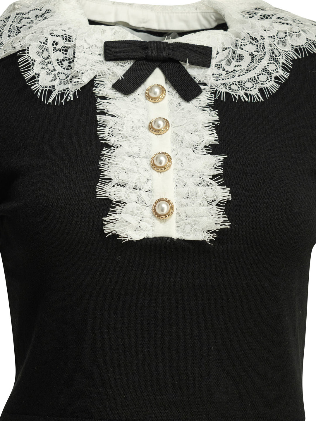 Self-Portrait Sweater With Lace Collar Knitwear - Black | 51fd8c08fc45e75ec909128f5b81ccde57a39f39