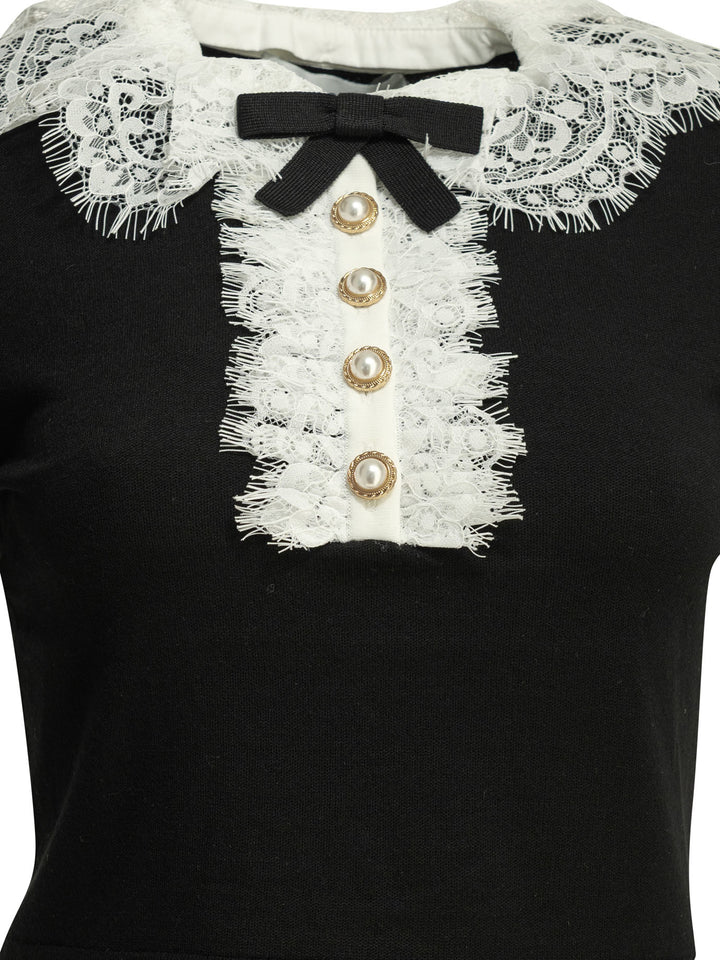 Self-Portrait Sweater With Lace Collar Knitwear - Black | 51fd8c08fc45e75ec909128f5b81ccde57a39f39